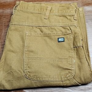 Men's Work Pants in Tan - Durable Canvas Utility Trousers 40 X 32